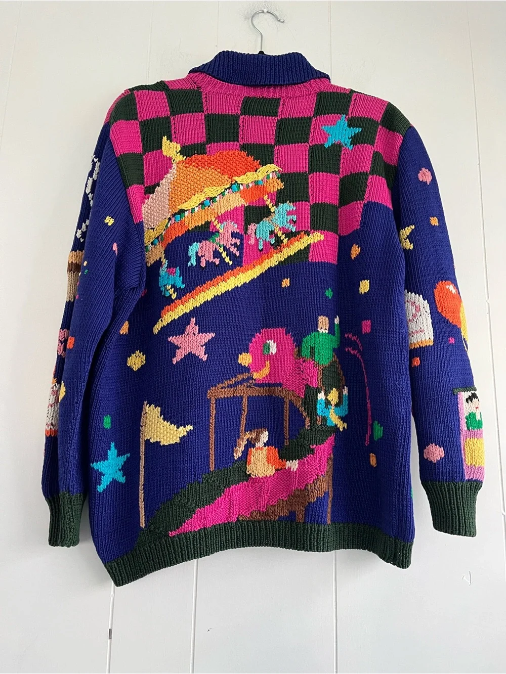 Vintage 1989 Berek Sweater Hand Knitted Carnival Circus Size Medium - Picture 14 of 16